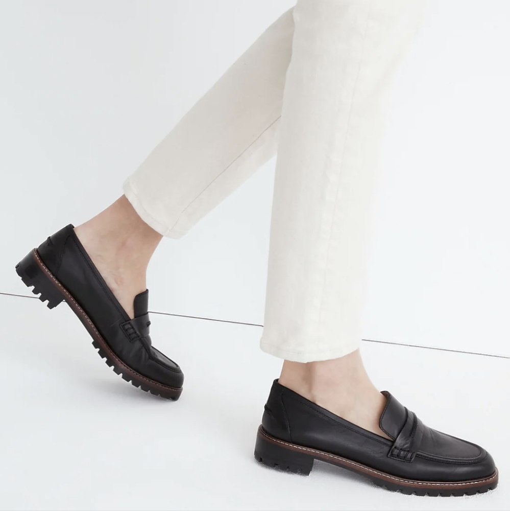 Madewell The Corrine Lugsole Loafer black leather size 8.5